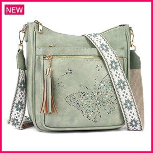 Medium Vegan Leather Crossbody Bag with Adjustable Strap and Multiple Pockets
